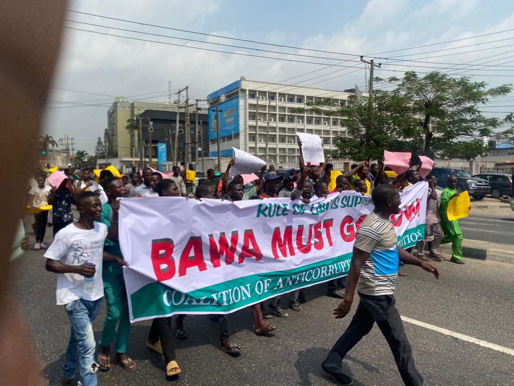 CSOs stage mass protest in Lagos, demand Abdulrasheed Bawa’s sack