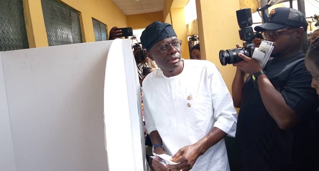 Gov election: Sanwo-Olu votes in Adeniji Adele, assures voters of security